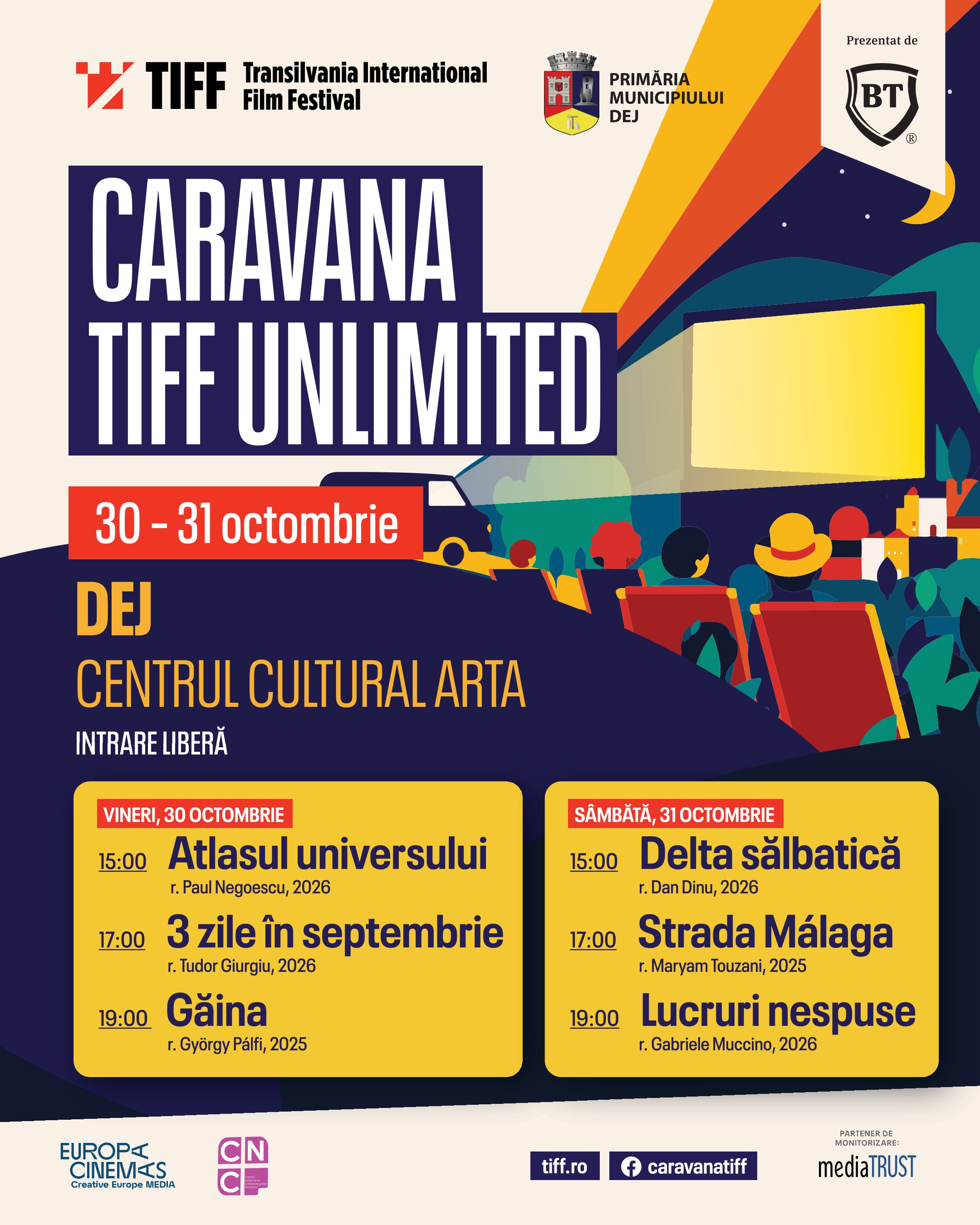 Caravana TIFF UNLIMITED, la Dej. 2 zile de filme cu intrarea gratuită