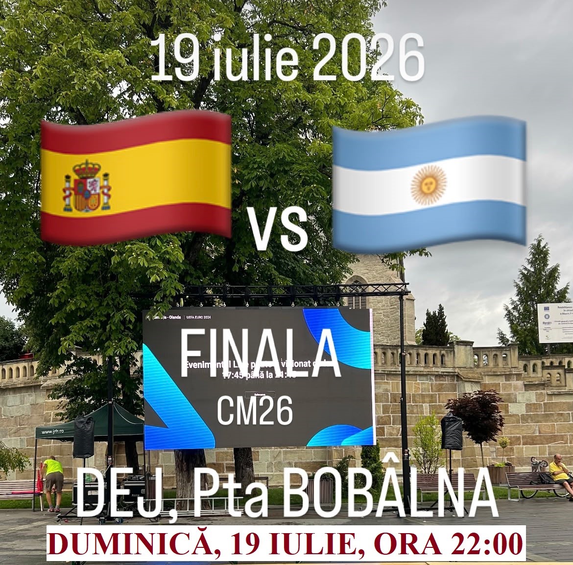 Finala Campionatului Mondial de Fotbal, pe ecran în Piața Bobâlna