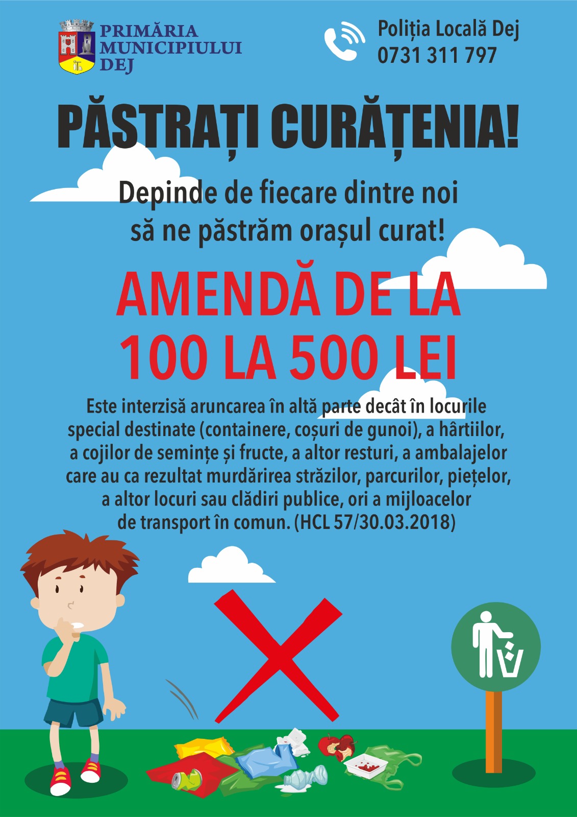 Depinde de fiecare dintre noi să păstrăm orașul curat!