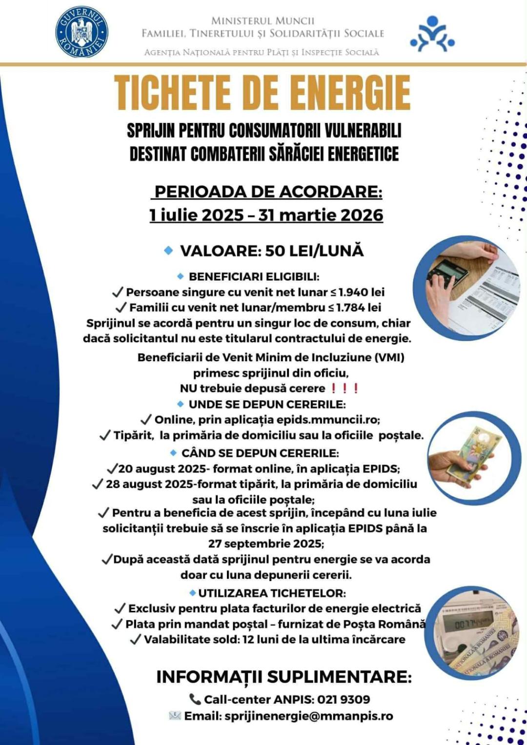 Informații utile pentru beneficiarii tichetului electronic de energie