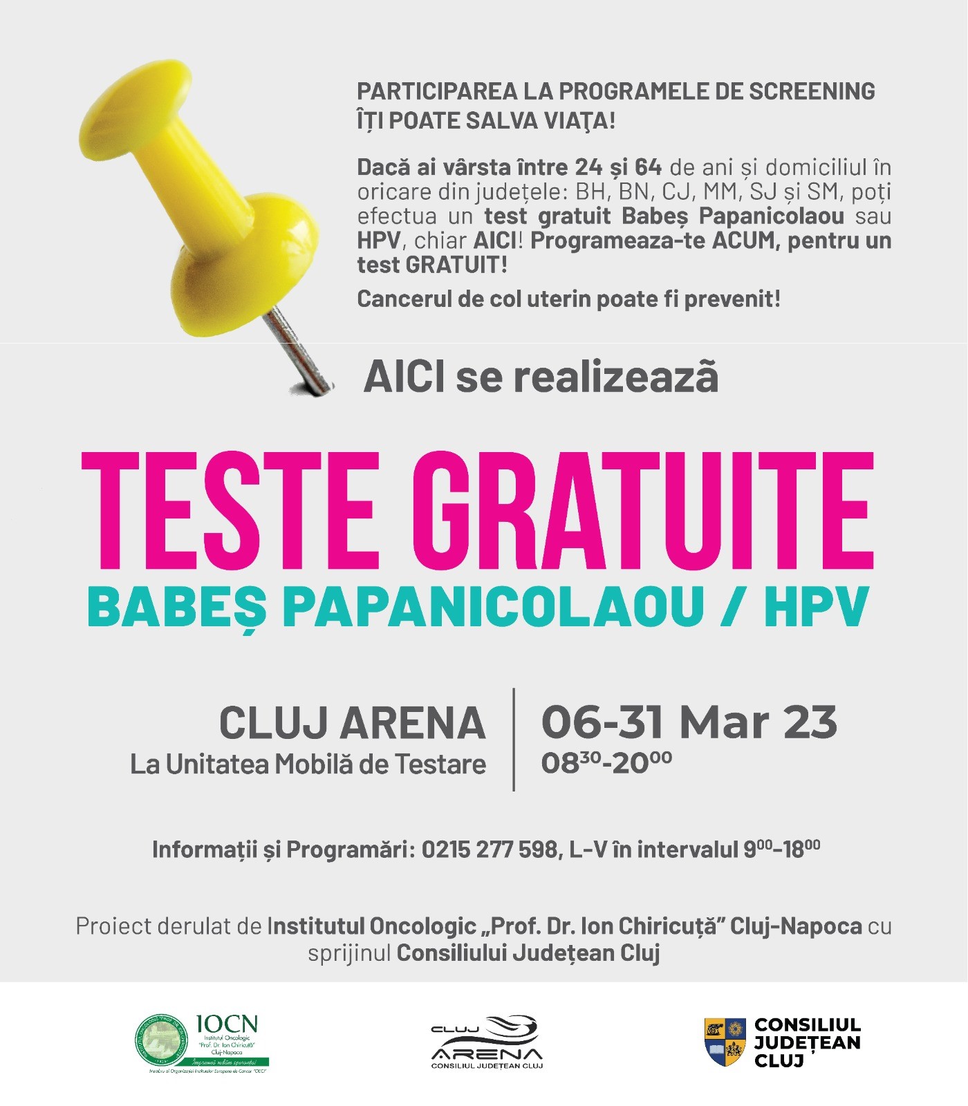 Campanii de depistare a cancerului de col uterin și a celui de sân pe esplanada Cluj Arena