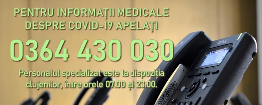 Linie telefonică pentru cetățenii din județul Cluj care doresc informații despre COVID-19