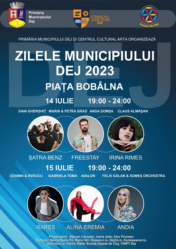 Zilele Municipiului Dej, Festivalul Culturii Populare Someșene ”SAMVS”  și Târgul Produs de Cluj  (14-16 Iulie 2023)