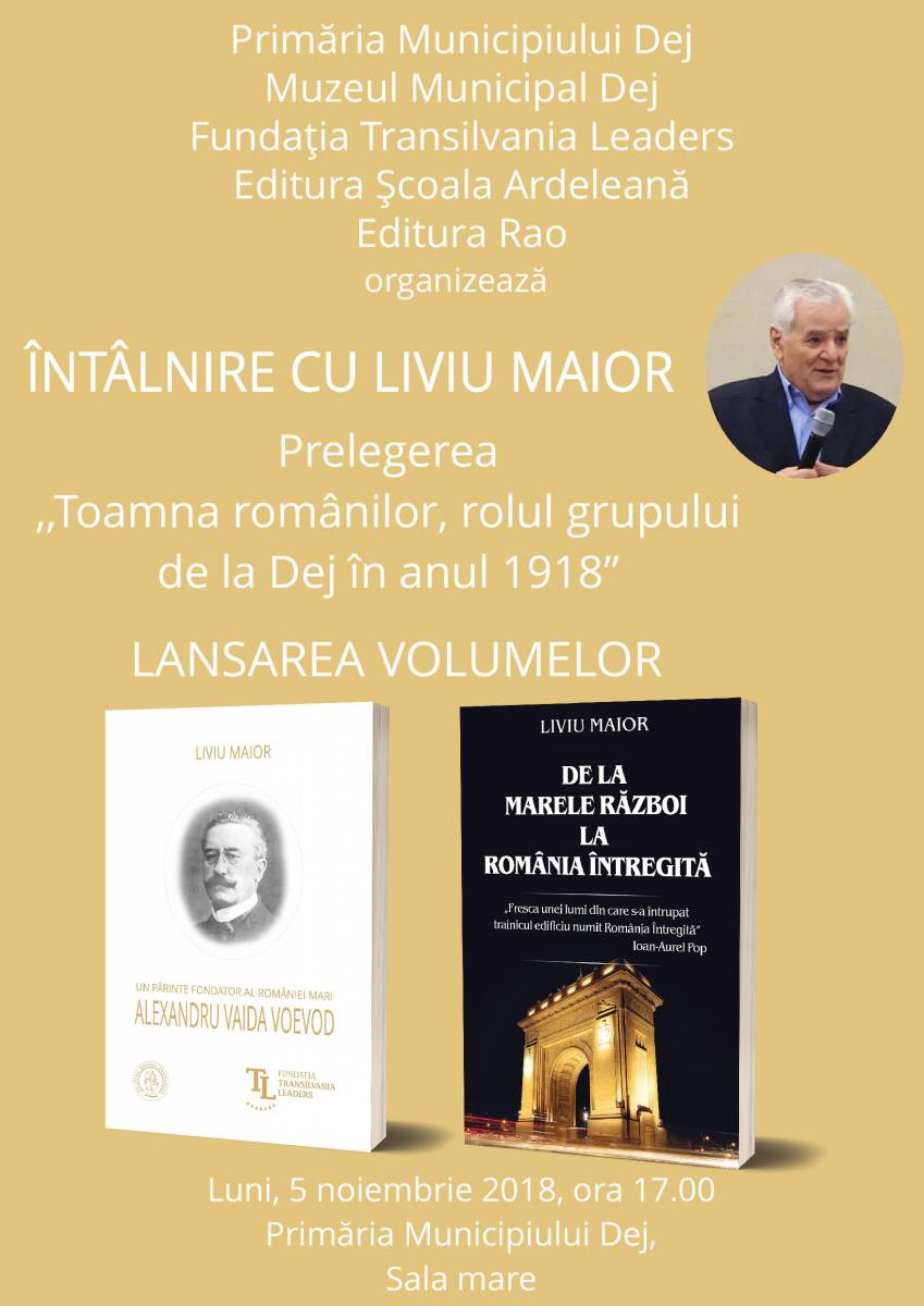 Prelegere și lansare de carte a prof. univ. dr. Liviu Maior, la Dej